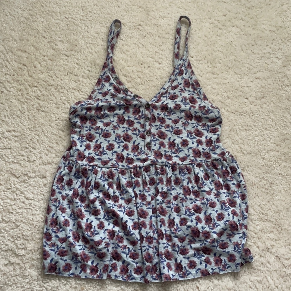 Flower print peplum tank top